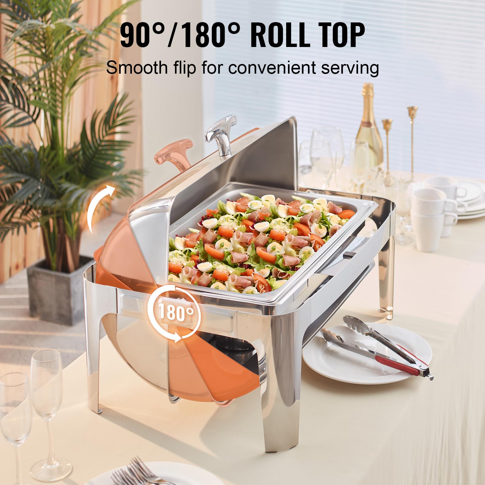 Foto 5 pulgar | Plato Para Rozaduras Vevor Con Tapa Enrollable De Acero Inoxidable De 9 Litros Para 9 Personas - Venta Internacional.