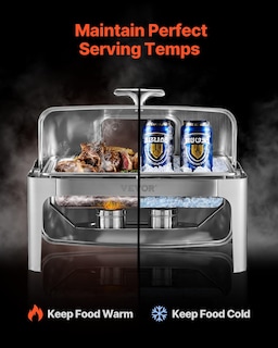 Foto 4 | Plato Para Rozaduras Vevor Con Tapa Enrollable De Acero Inoxidable De 9 Litros, 1 Paquete, Plateado - Venta Internacio