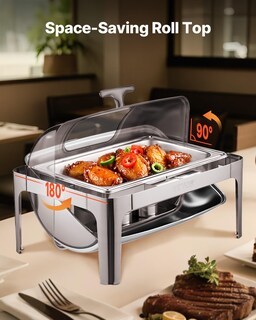 Foto 5 | Plato Para Rozaduras Vevor Con Tapa Enrollable De Acero Inoxidable De 9 Litros, 1 Paquete, Plateado - Venta Internacio