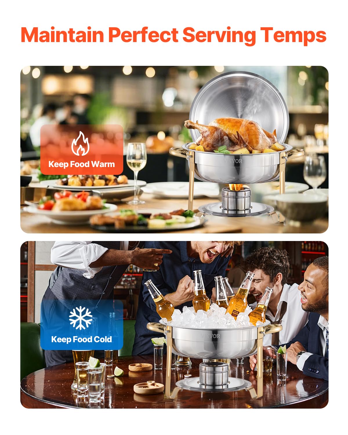 Foto 4 pulgar | Juego De Platos Para Buffet Hafing Dish Vevor, 5 Litros, Paquete De 4 Unidades, Acero Inoxidable Dorado - Venta In