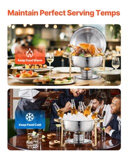 Foto 3 | Juego De Platos Para Buffet Hafing Dish Vevor, 5 Litros, Paquete De 4 Unidades, Acero Inoxidable Dorado - Venta In