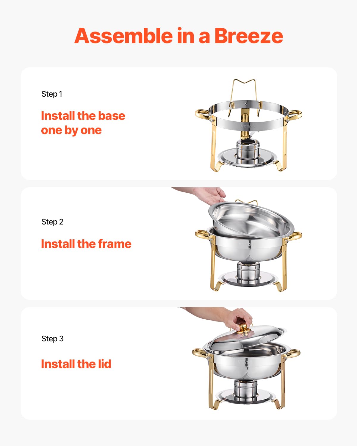 Foto 6 pulgar | Juego De Platos Para Buffet Hafing Dish Vevor, 5 Litros, Paquete De 4 Unidades, Acero Inoxidable Dorado - Venta In