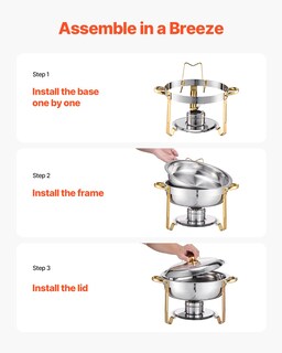 Foto 5 | Juego De Platos Para Buffet Hafing Dish Vevor, 5 Litros, Paquete De 4 Unidades, Acero Inoxidable Dorado - Venta In