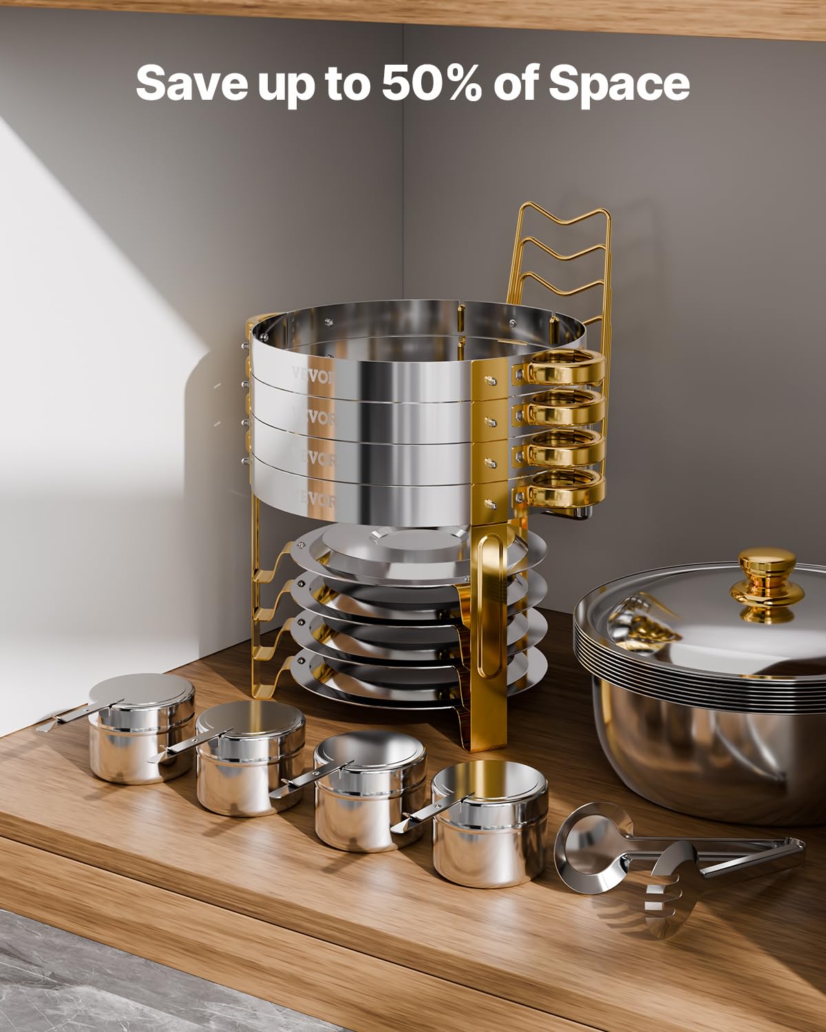 Foto 8 pulgar | Juego De Platos Para Buffet Hafing Dish Vevor, 5 Litros, Paquete De 4 Unidades, Acero Inoxidable Dorado - Venta In