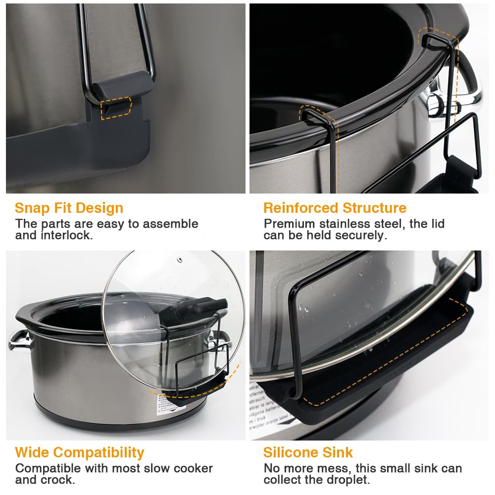 Foto 4 pulgar | Soporte Para Tapa De Olla De Cocción Lenta Sophico, Acero Inoxidable, Paquete De 2, Negro - Venta Internacional.