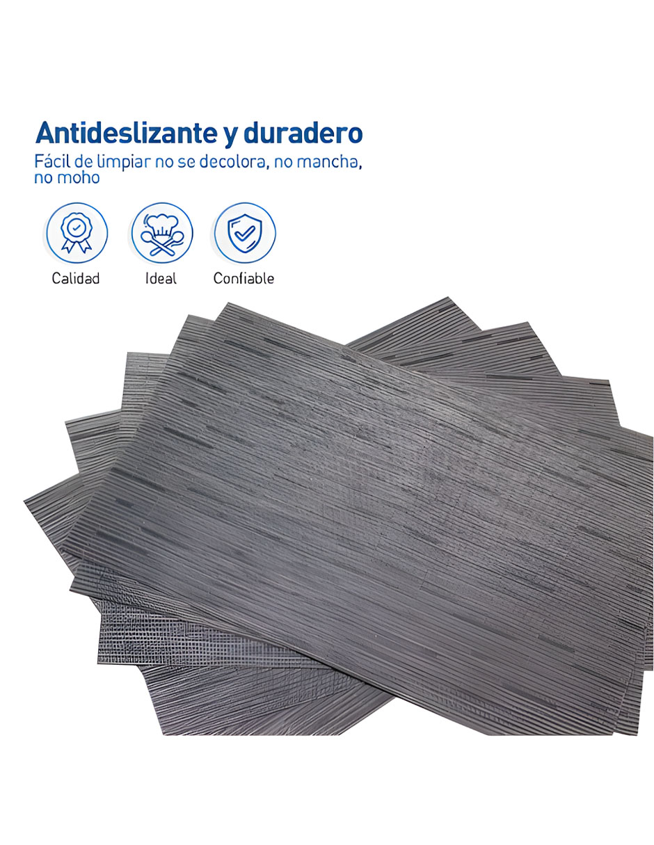 Foto 4 pulgar | Manteles Individuales Antideslizantes Lavables Mesa 5 Piezas Color Gris