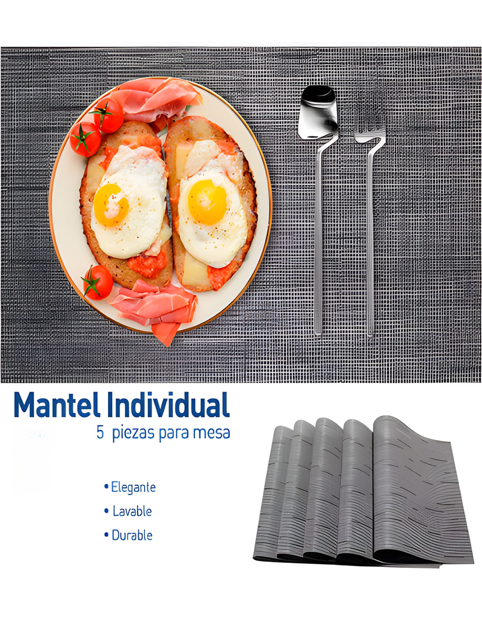 Foto 4 | Manteles Individuales Antideslizantes Lavables Mesa 5 Piezas Color Gris