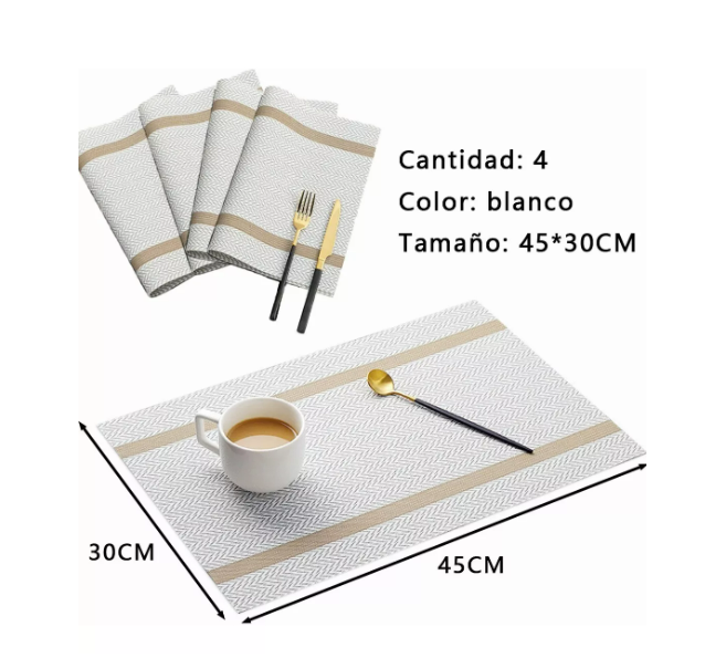 Foto 2 | Manteles Individuales Antideslizantes Y Lavables 4 Pcs