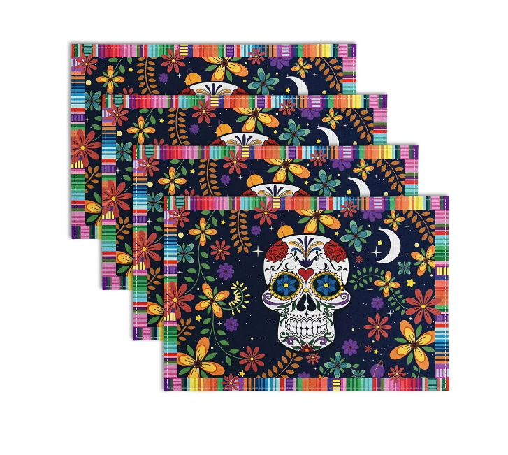 Foto 2 pulgar | Manteles Individuales De Calavera De Día De Los Muertos Wünd