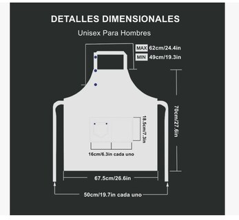 Foto 2 | Mandil Delantal Cocina Chef Delantal Multiusos Ajustable