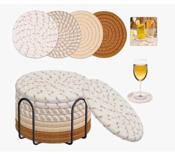 Foto 1 | 8pcs Posavasos Xtellar Cuerda Algodón Mesa Comedor Café Con Soporte