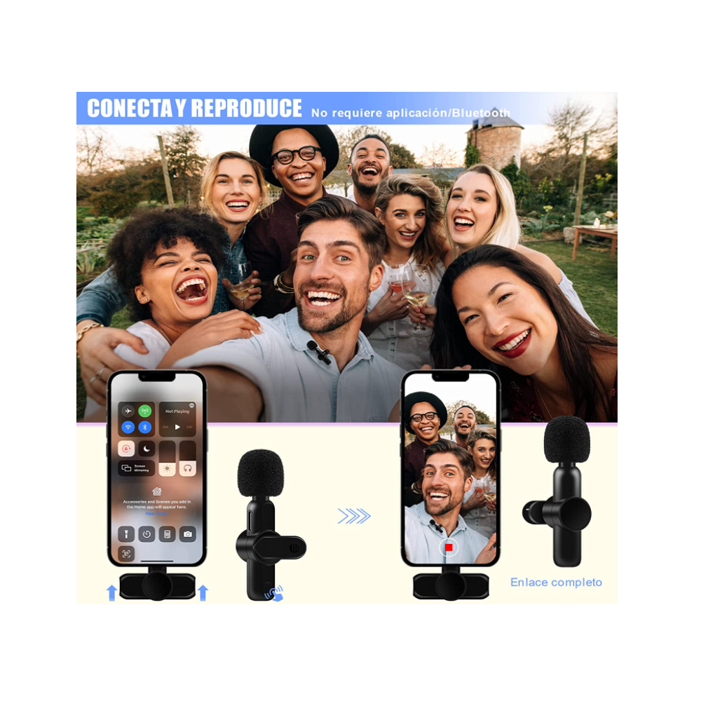 Foto 4 pulgar | Micrófono Inalámbrico Para Iphone Ipad Y Android Negros