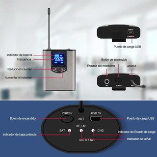 Foto 2 | Micrófono Inalámbrico De Solapa Uhf 2 Con Audífonos Eo Safe Imports Esi-2966 Gris