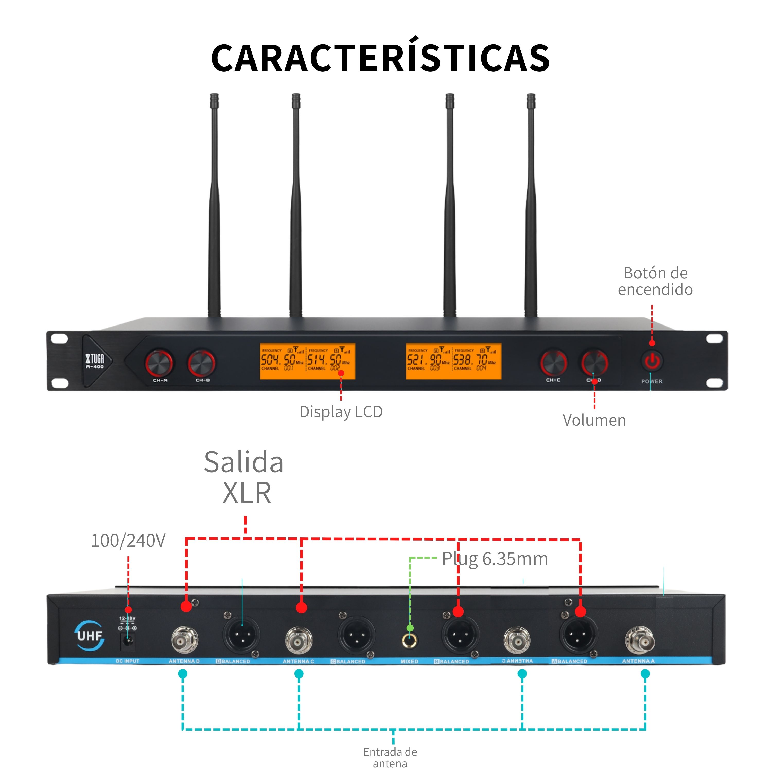 Foto 2 | Micrófonos Xtuga Dinámico Cardioide Negros A400-1