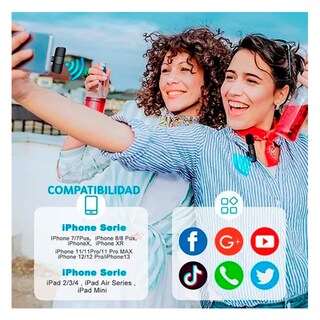 Foto 2 | Set De 2 Micrófonos Inalámbricos Lavalier Para Iphone - Venta Internacional.