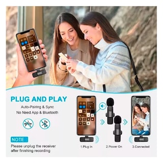 Foto 4 | Set De 2 Micrófonos Inalámbricos Lavalier Para Iphone - Venta Internacional.