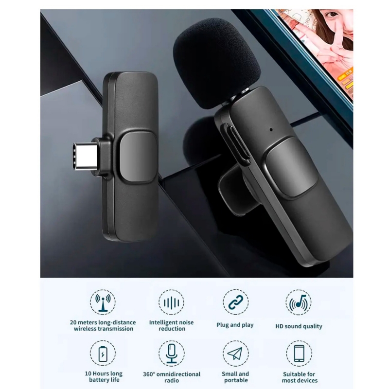 Foto 5 pulgar | Micrófono Inalámbrico Tipo C Para Android Con Batería De 10 H De Duración - Venta Internacional.