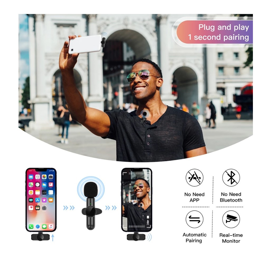 Foto 5 pulgar | Micrófono Inalámbrico de Solapa Lavalier Tipo C para Teléfono Celular - Venta Internacional