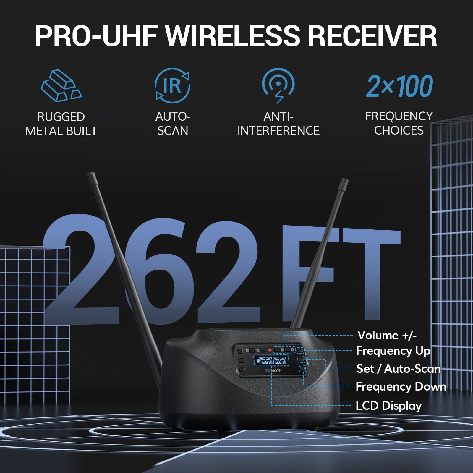 Foto 3 pulgar | Micrófono Inalámbrico Tonor Tw790 Recargable Uhf Con Un Alcance De 262 Pies - Venta Internacional.