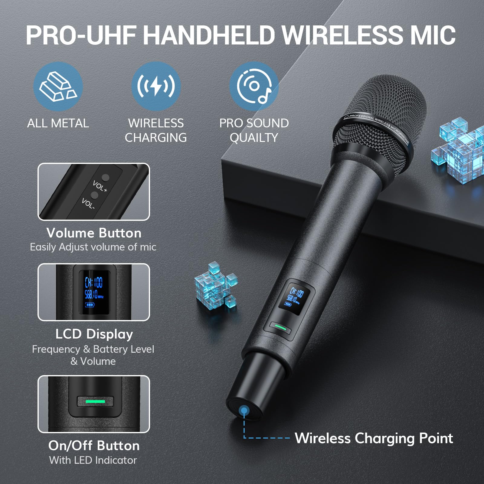 Foto 4 pulgar | Micrófono Inalámbrico Tonor Tw790 Recargable Uhf Con Un Alcance De 262 Pies - Venta Internacional.