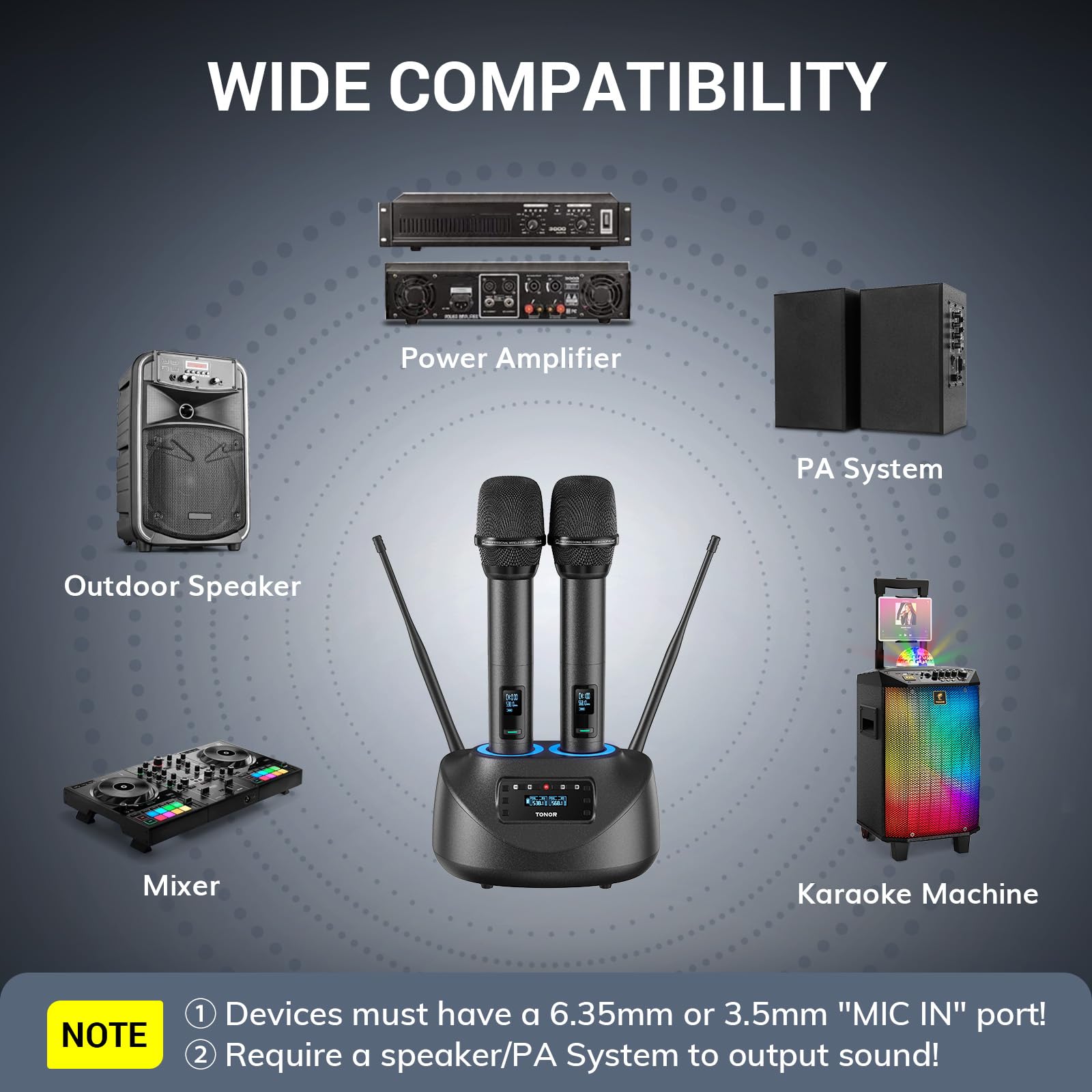 Foto 7 | Micrófono Inalámbrico Tonor Tw790 Recargable Uhf Con Un Alcance De 262 Pies - Venta Internacional.
