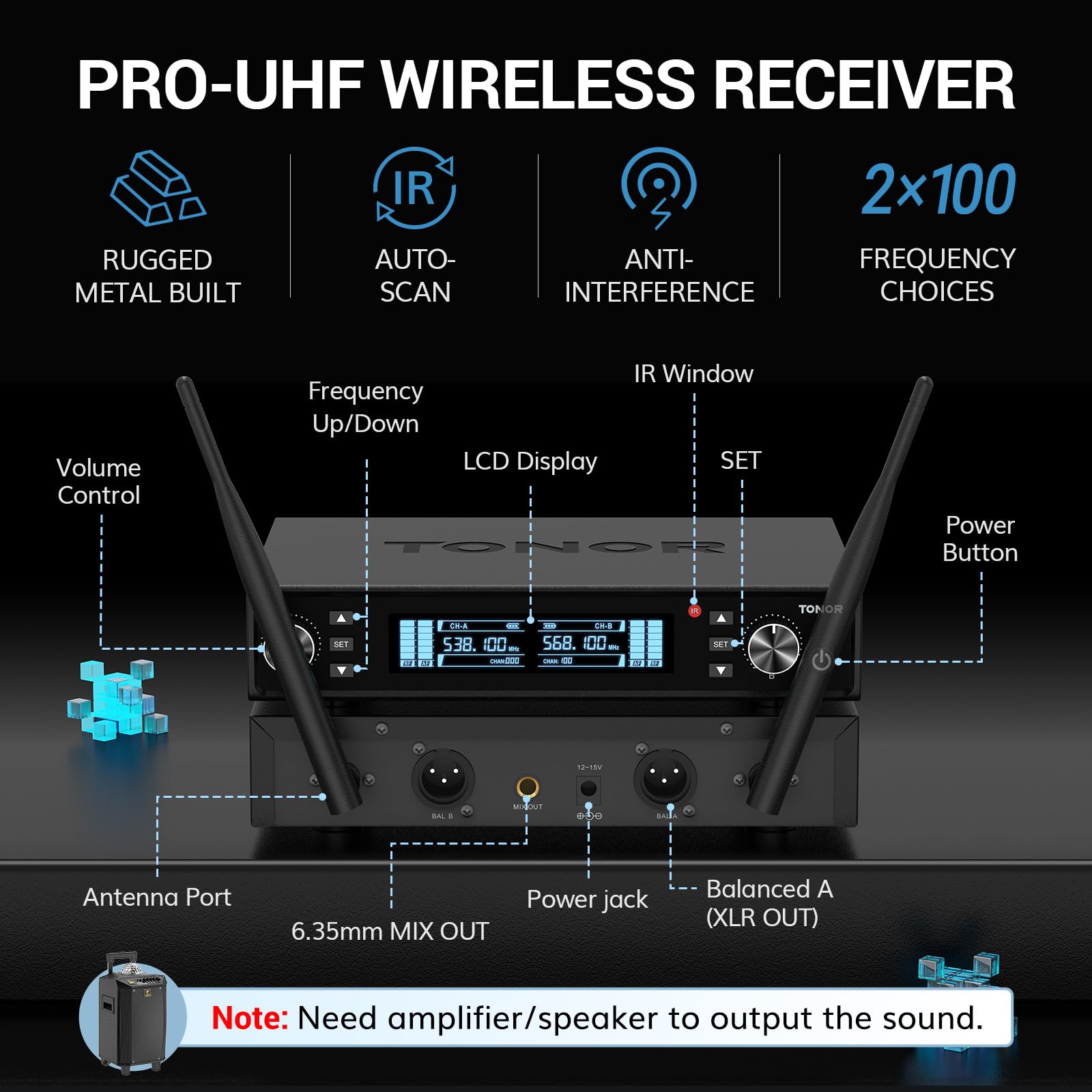 Foto 5 | Sistema De Micrófono Inalámbrico Tonor Tw550 Uhf Recargable - Venta Internacional.
