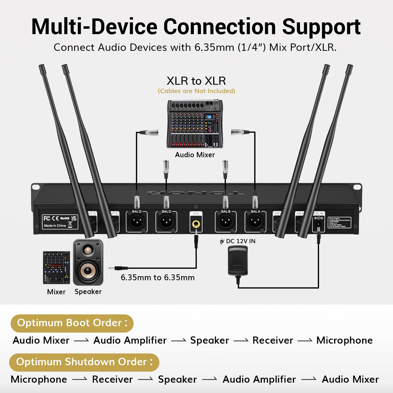 Foto 7 | Sistema De Micrófonos Inalámbricos Tonor 4x10 Canales 295ft Uhf - Venta Internacional.