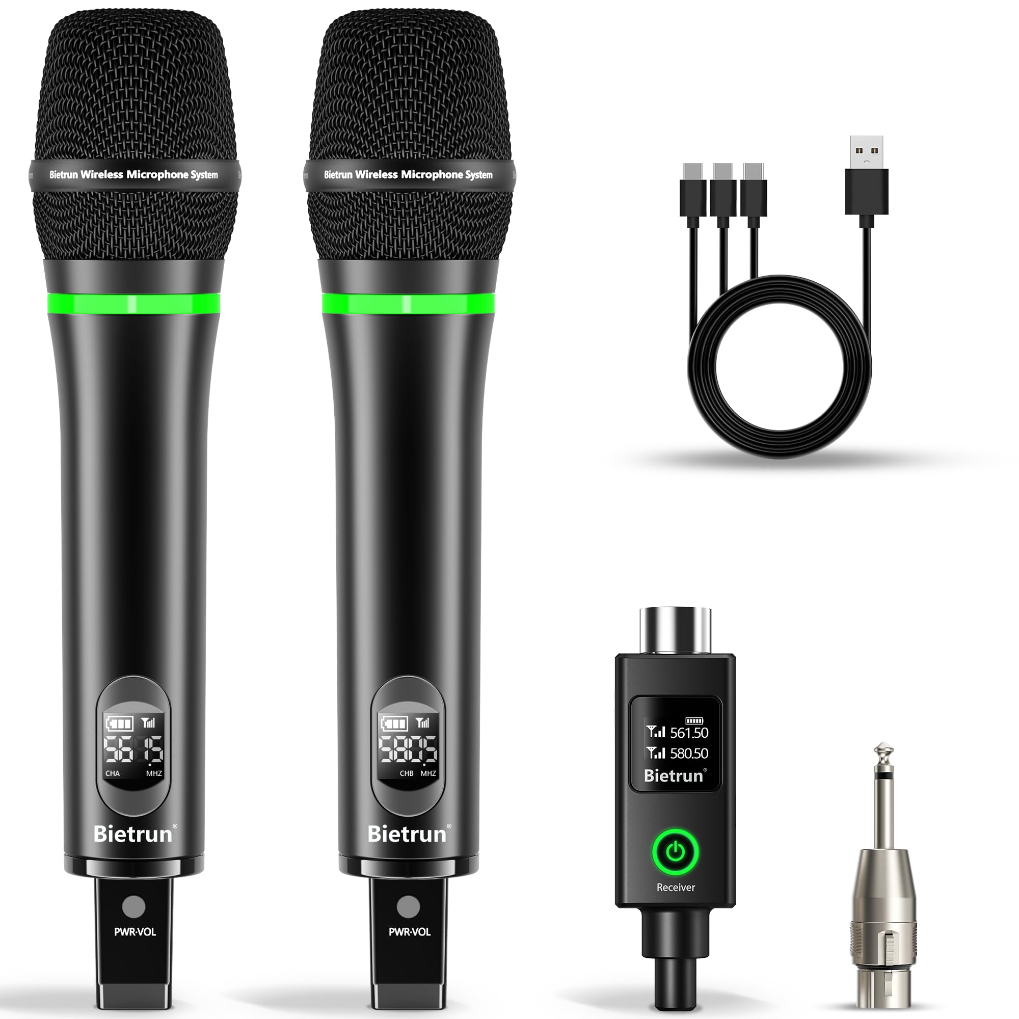 Foto 2 pulgar | Micrófono Inalámbrico Bietrun Xlr Recargable De Doble Metal - Venta Internacional.