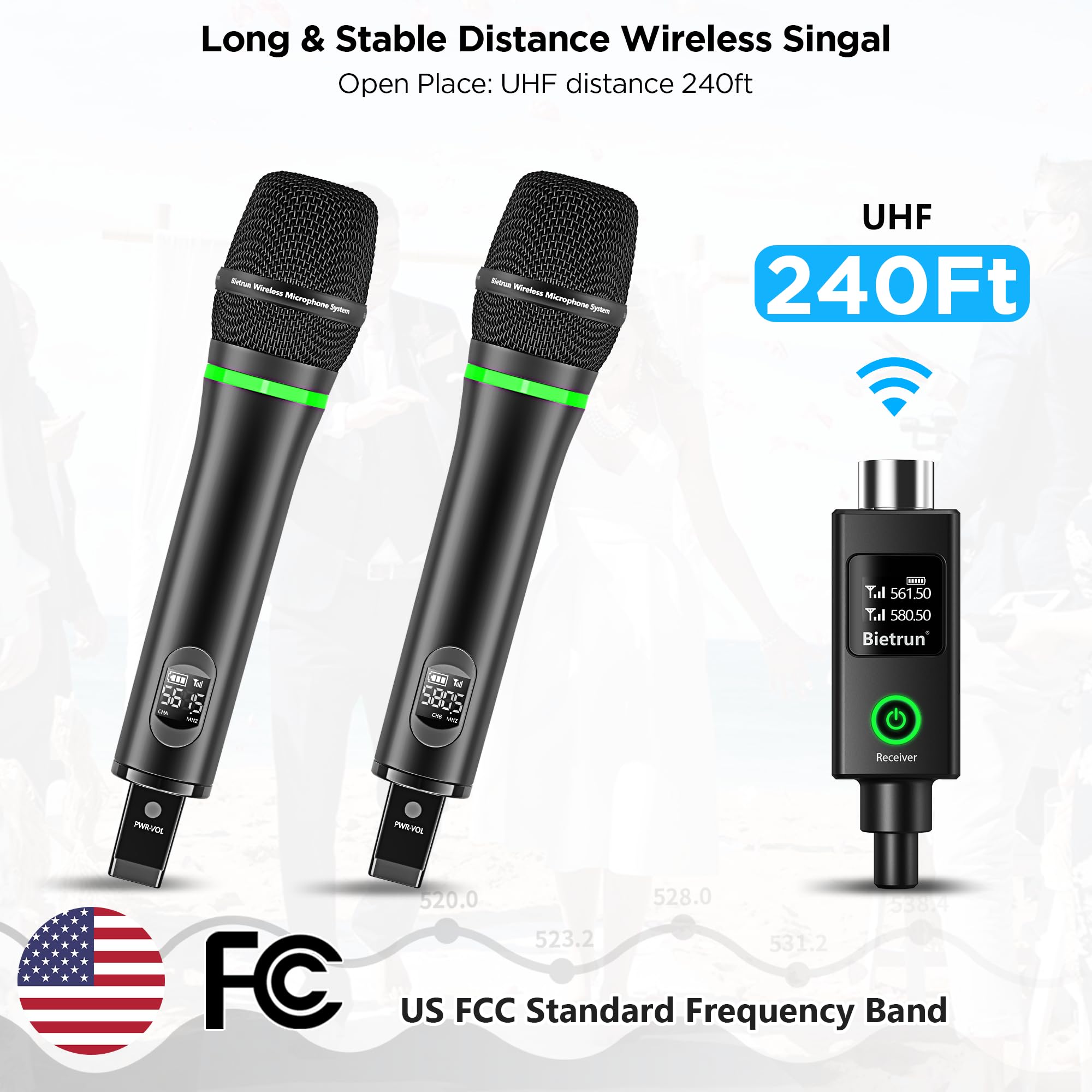 Foto 3 pulgar | Micrófono Inalámbrico Bietrun Xlr Recargable De Doble Metal - Venta Internacional.