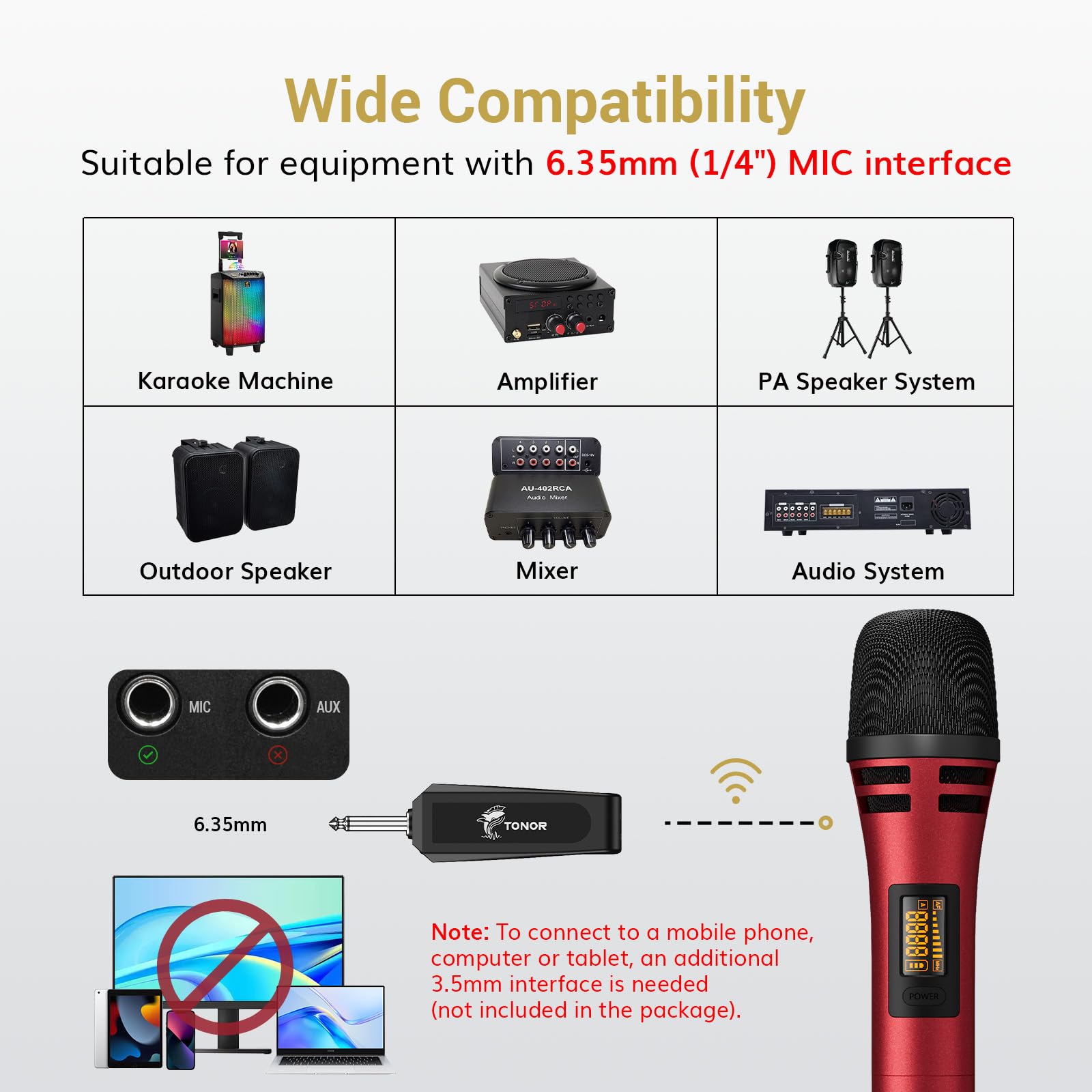 Foto 5 pulgar | Micrófono Inalámbrico Tonor Uhf Dual Karaoke Micrófonos Tw320 - Venta Internacional.