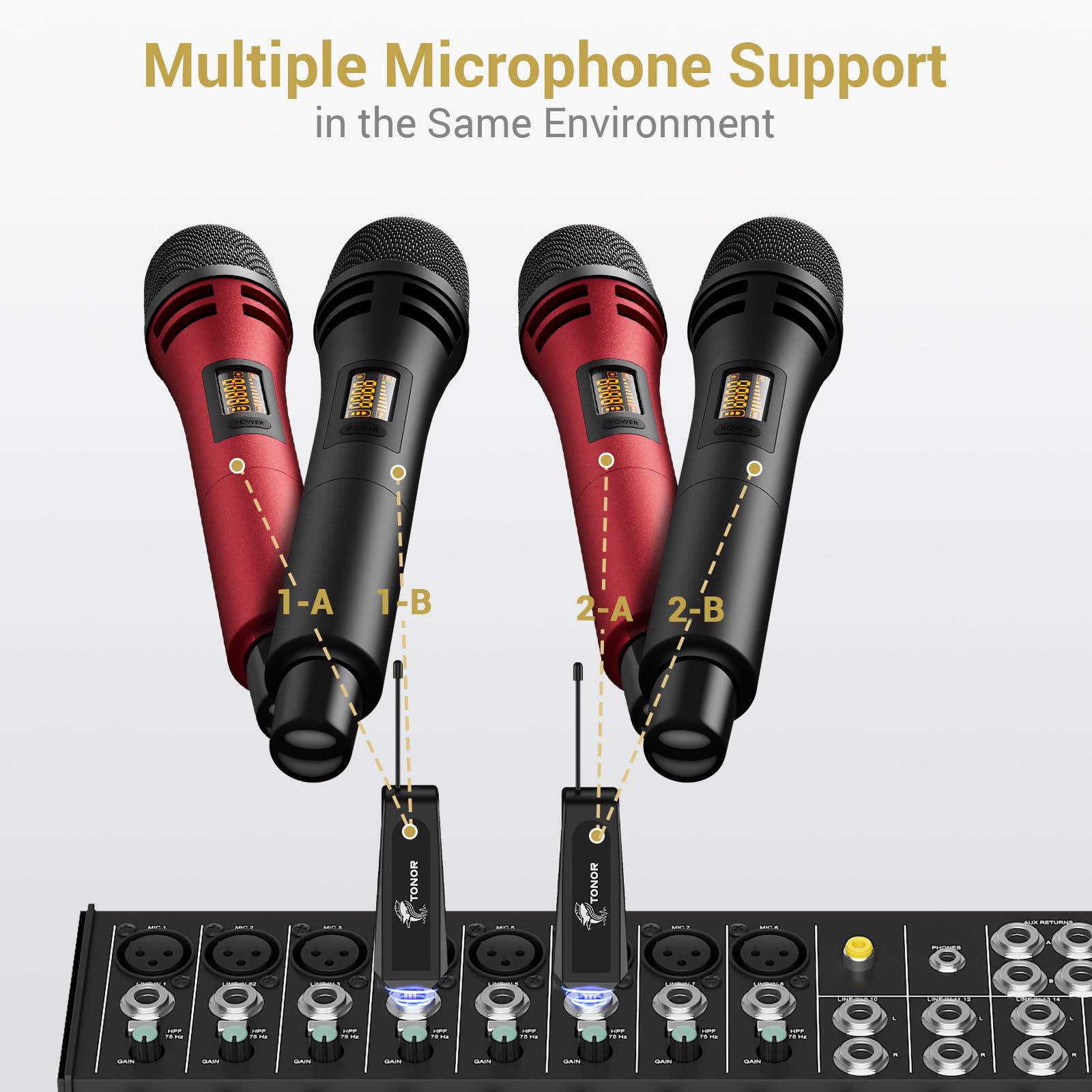 Foto 8 pulgar | Micrófono Inalámbrico Tonor Uhf Dual Karaoke Micrófonos Tw320 - Venta Internacional.