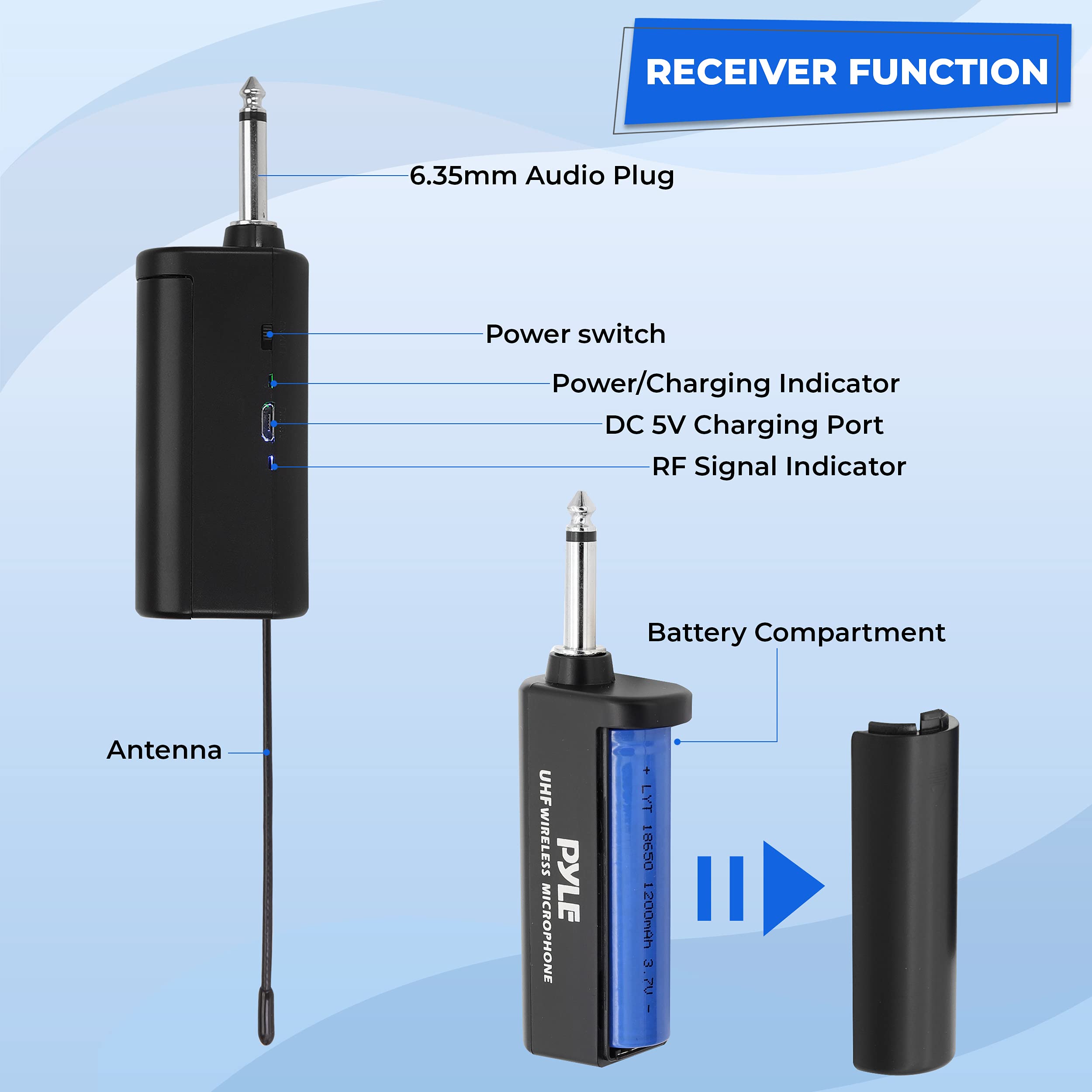 Foto 2 | Sistema De Micrófono Pyle Pdwmu211 Dual Uhf Inalámbrico Negro - Venta Internacional.
