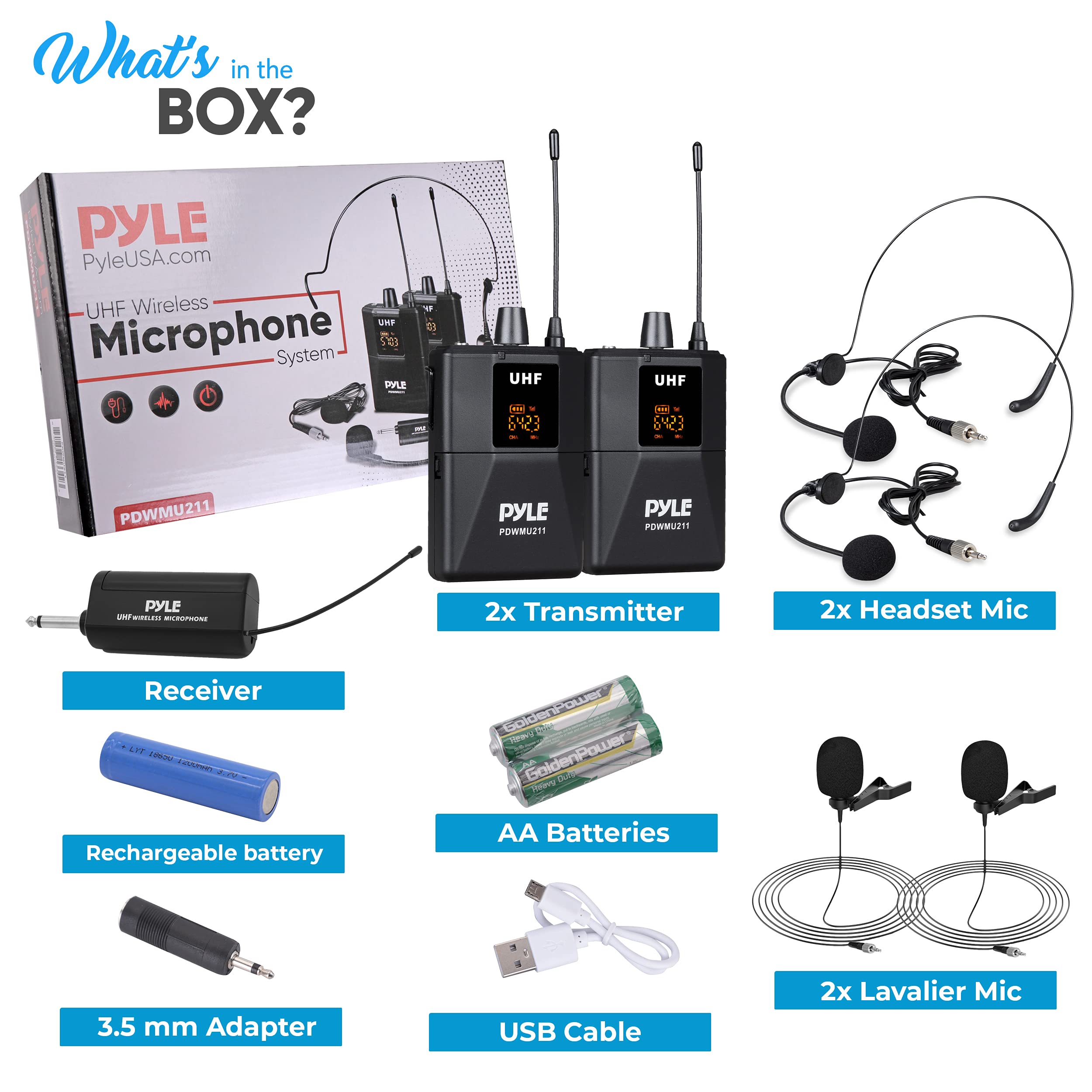 Foto 8 pulgar | Sistema De Micrófono Pyle Pdwmu211 Dual Uhf Inalámbrico Negro - Venta Internacional.
