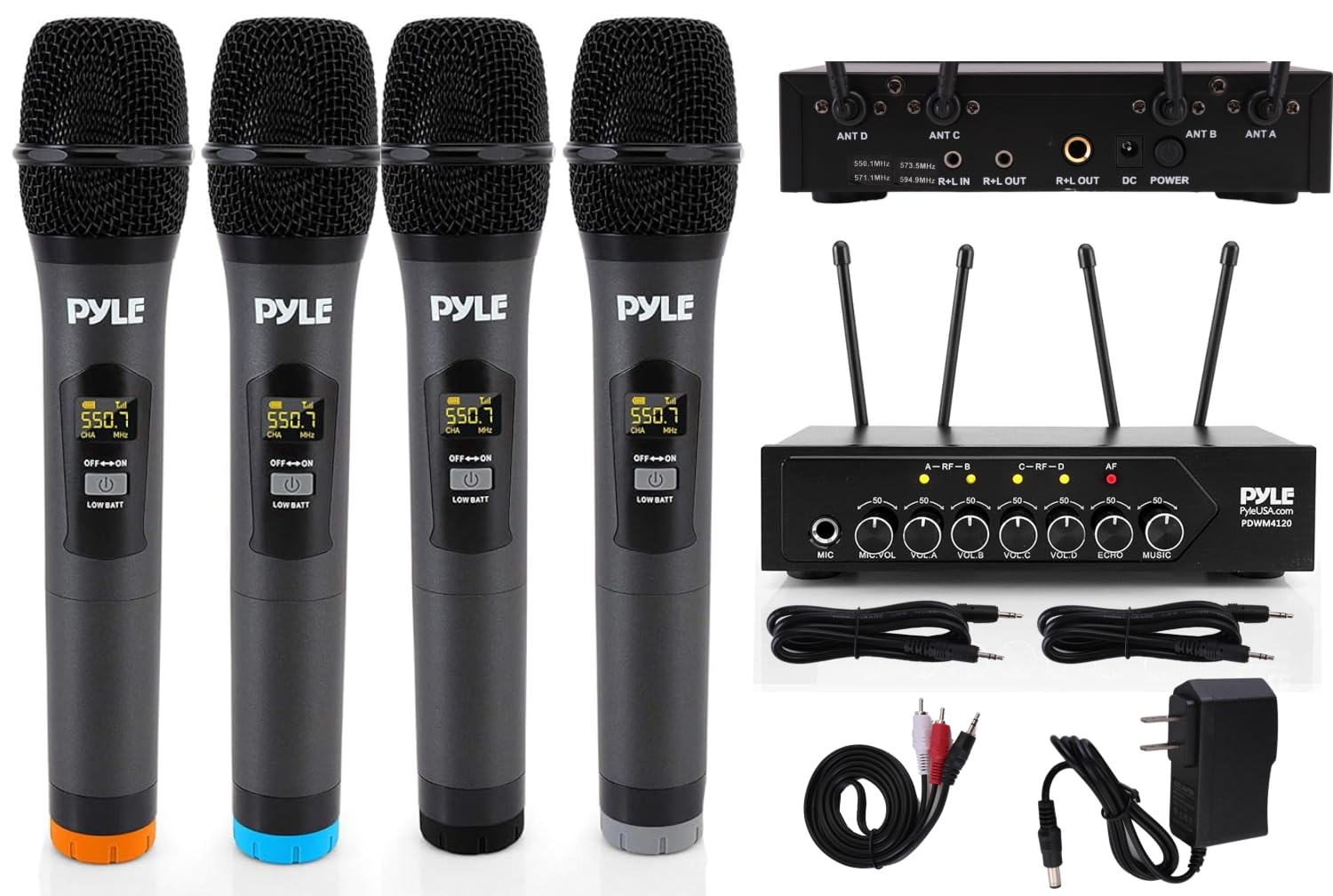 Foto 1 | Sistema De Micrófono Inalámbrico Pyle Uhf Pa Con 4 Micrófonos De Mano - Venta Internacional.