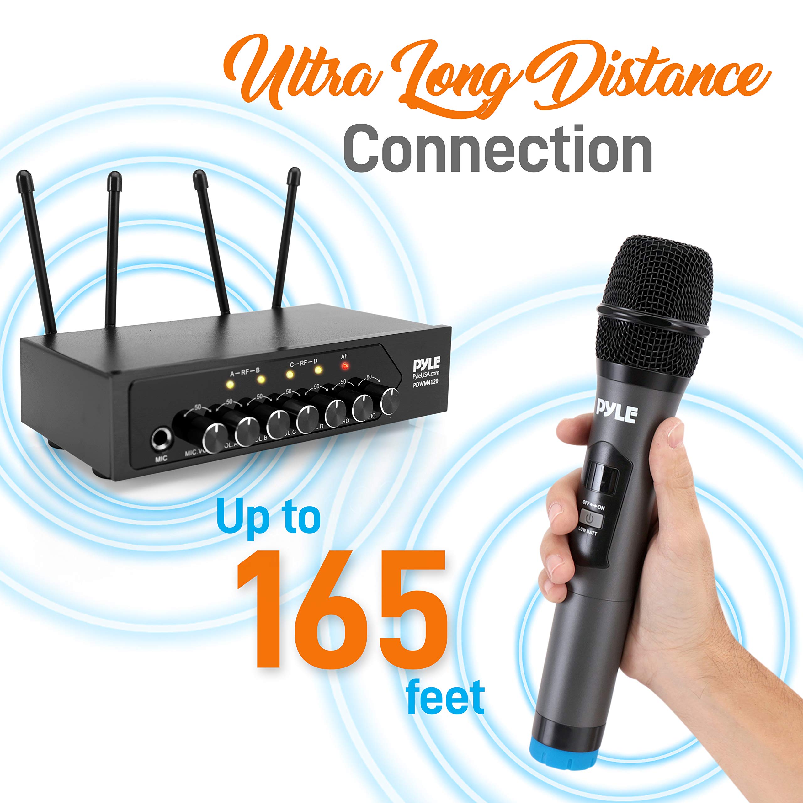 Foto 3 | Sistema De Micrófono Inalámbrico Pyle Uhf Pa Con 4 Micrófonos De Mano - Venta Internacional.