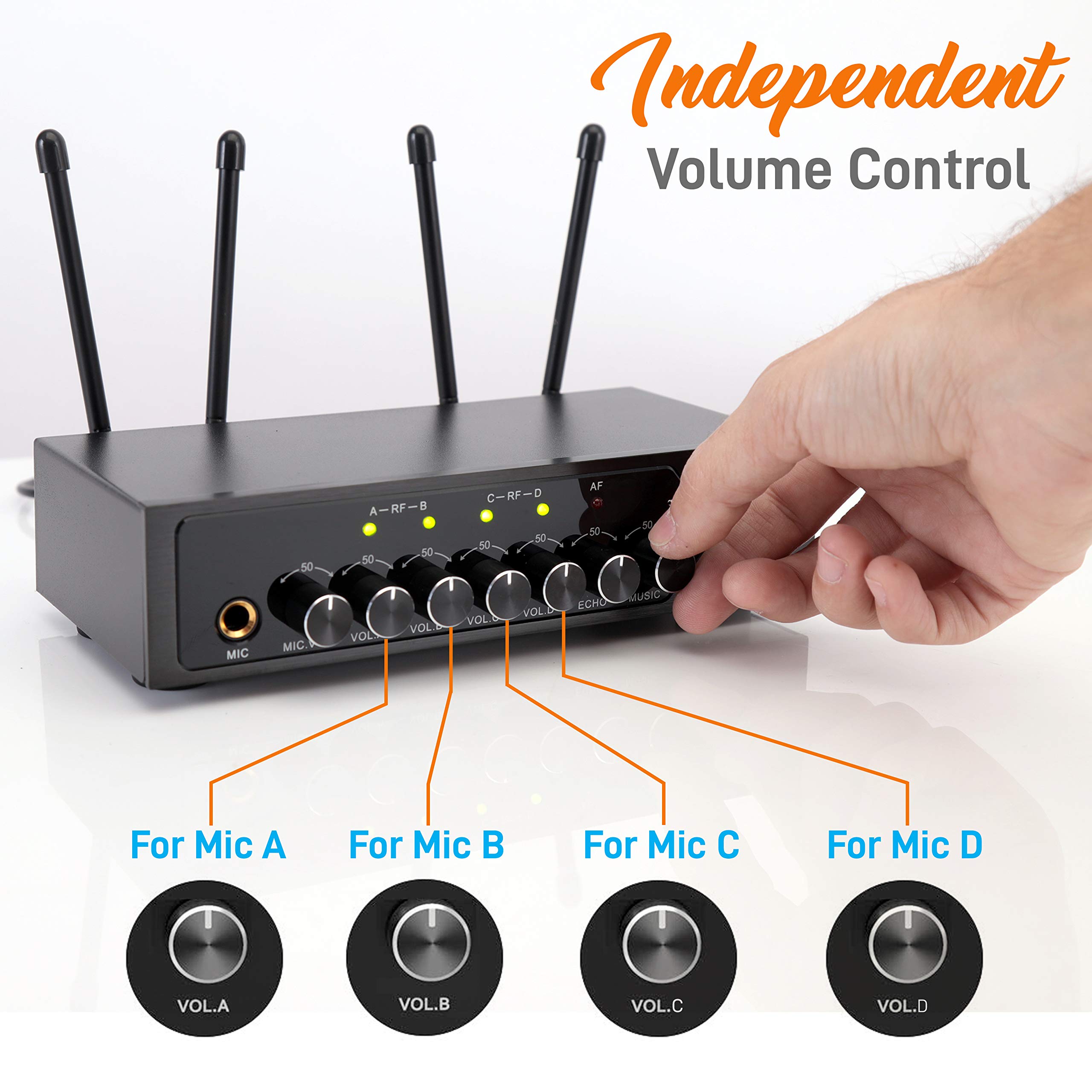 Foto 4 | Sistema De Micrófono Inalámbrico Pyle Uhf Pa Con 4 Micrófonos De Mano - Venta Internacional.