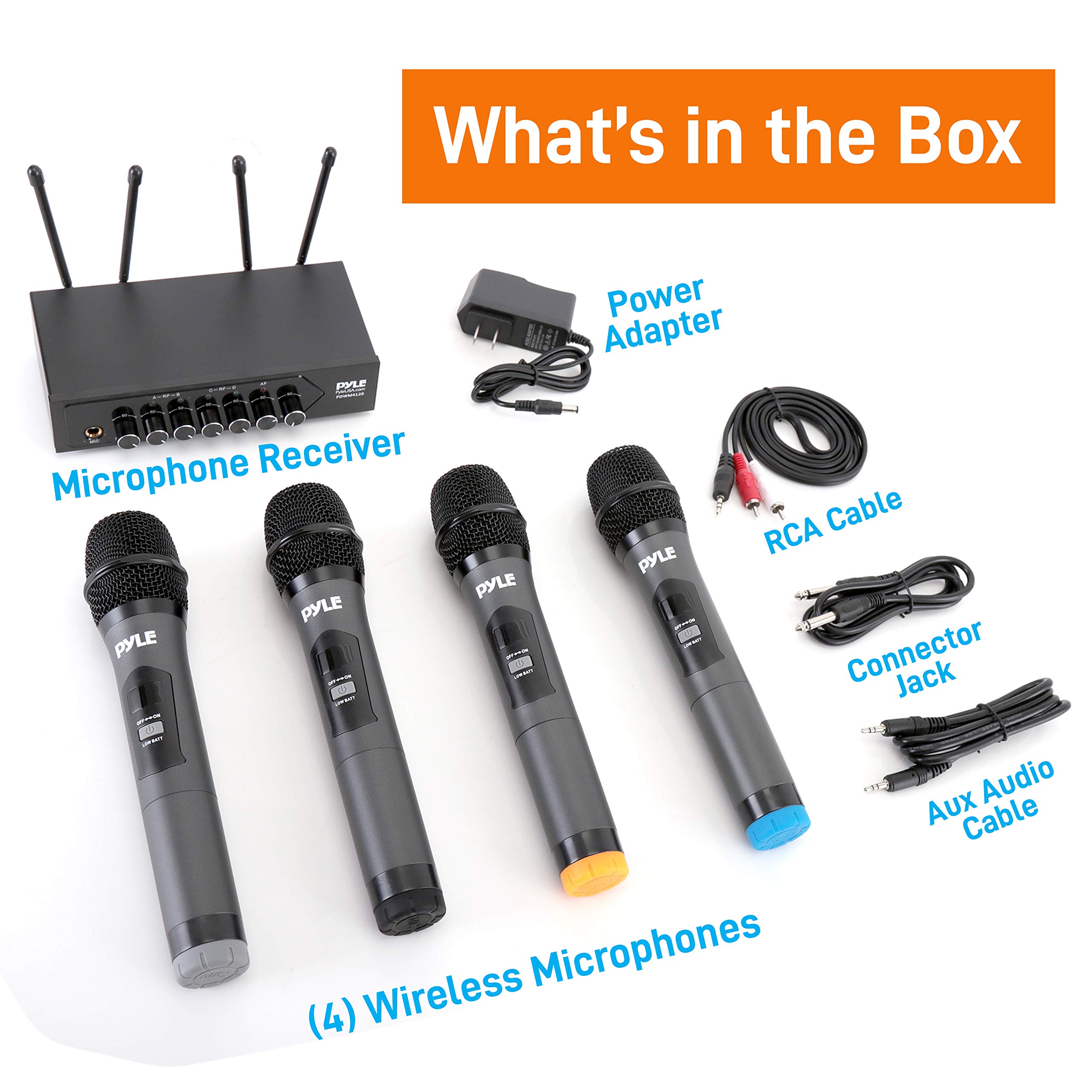 Foto 7 | Sistema De Micrófono Inalámbrico Pyle Uhf Pa Con 4 Micrófonos De Mano - Venta Internacional.