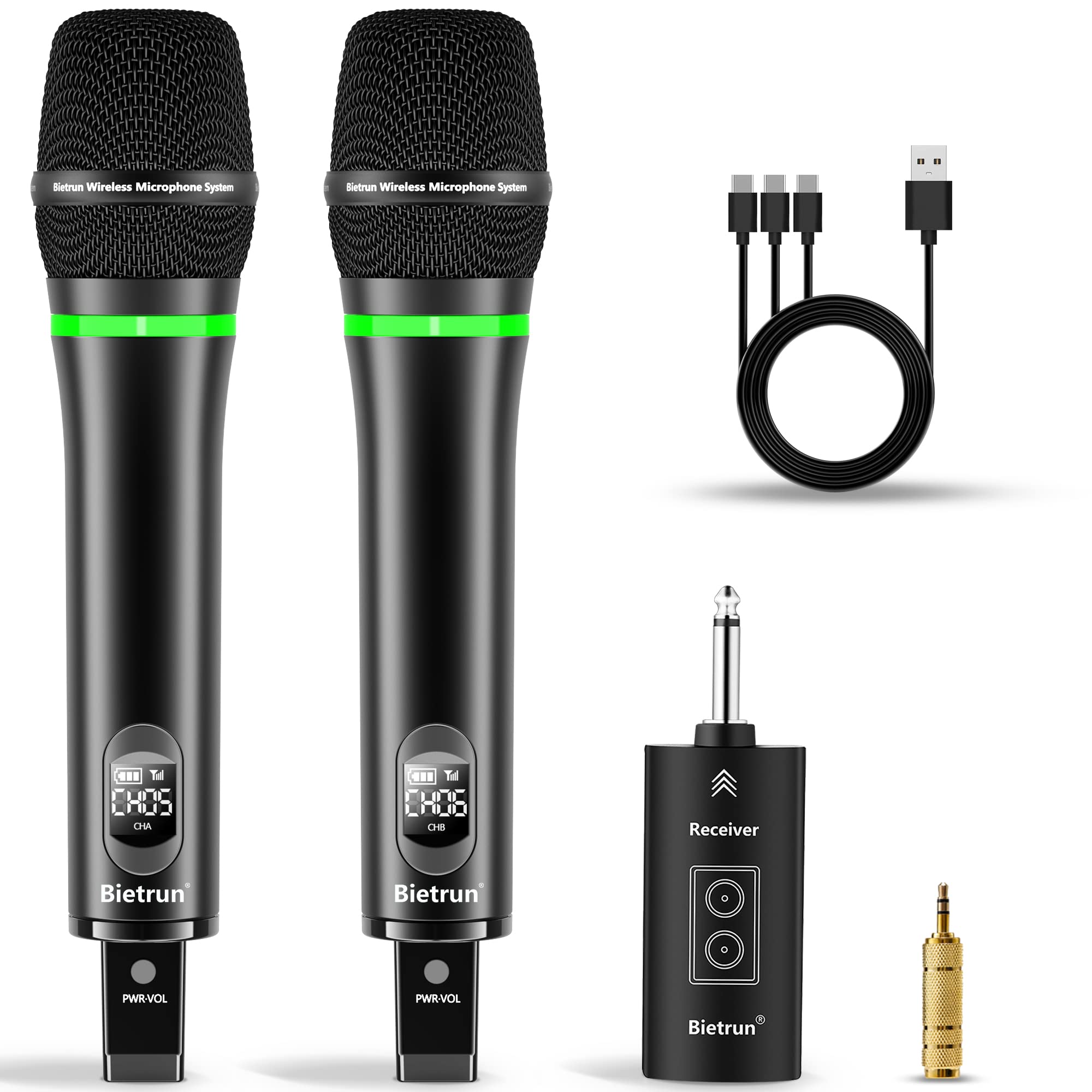 Foto 2 pulgar | Micrófono Inalámbrico Bietrun Recargable De Doble Metal Uhf De 240 Pies - Venta Internacional.