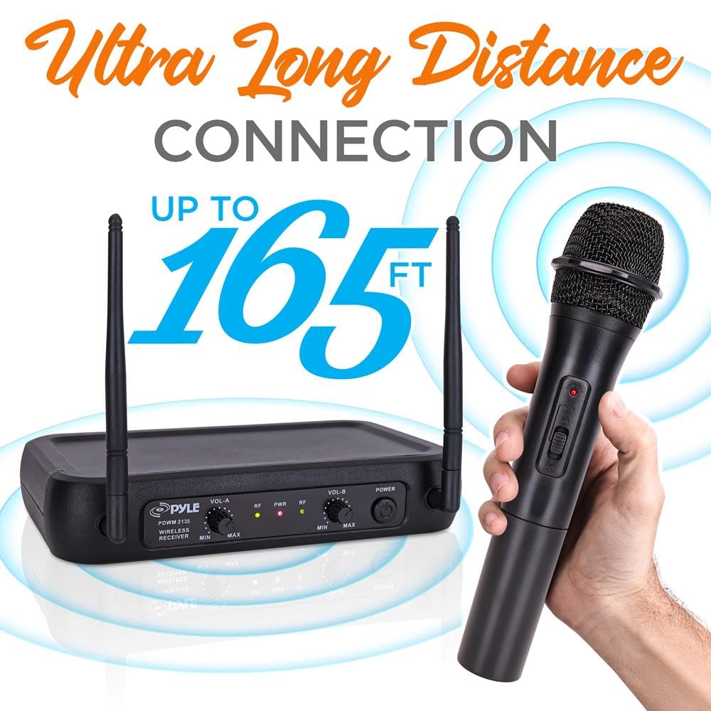 Foto 4 | Sistema De Micrófono Inalámbrico Pyle Pdwm2135 Vhf Dual Black - Venta Internacional.