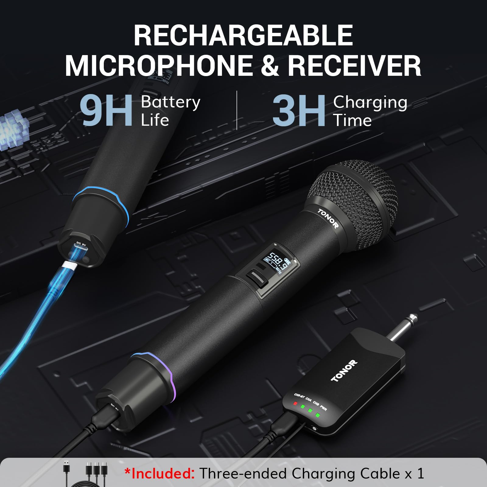 Foto 5 pulgar | Micrófono Inalámbrico Tonor Tw720 Recargable Bluetooth Uhf - Venta Internacional.
