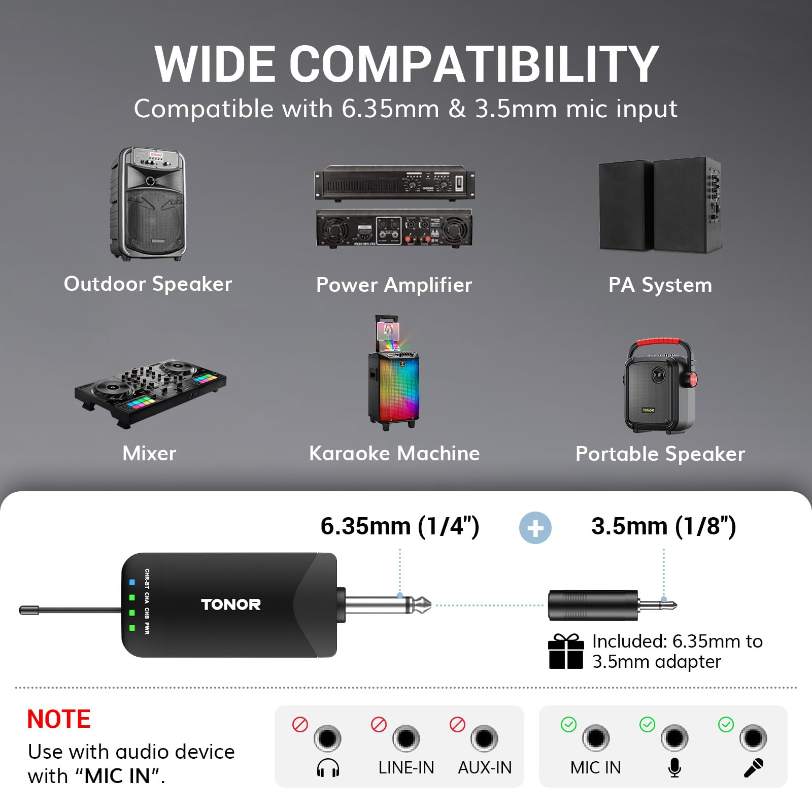 Foto 7 pulgar | Micrófono Inalámbrico Tonor Tw720 Recargable Bluetooth Uhf - Venta Internacional.