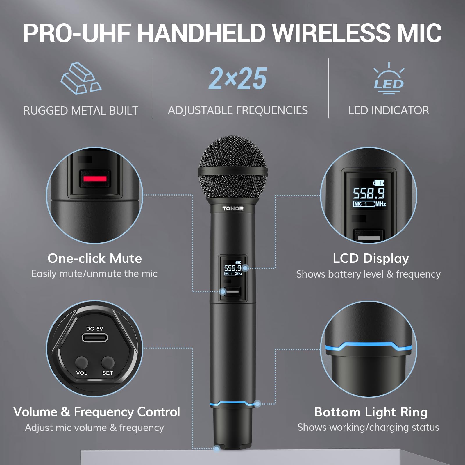 Foto 8 pulgar | Micrófono Inalámbrico Tonor Tw720 Recargable Bluetooth Uhf - Venta Internacional.
