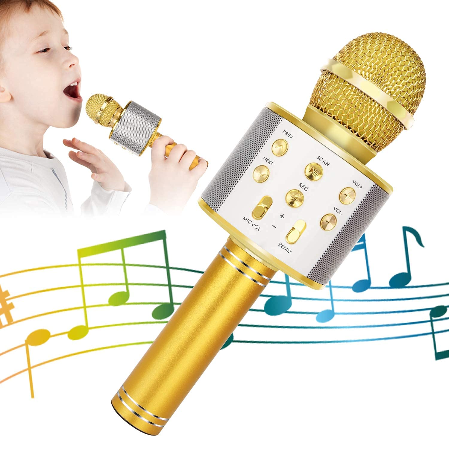 Foto 2 pulgar | Micrófono De Karaoke Kidwill Inalámbrico Bluetooth Para Niños, Color Dorado - Venta Internacional.