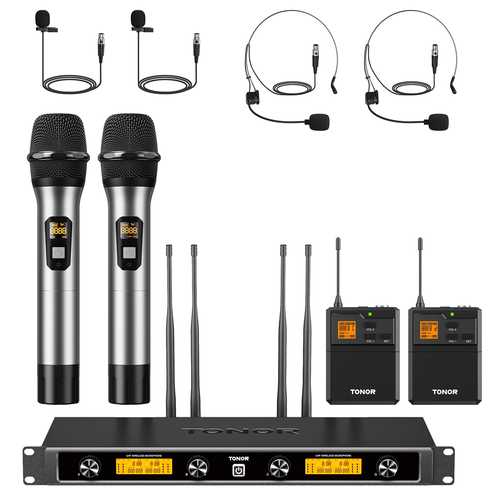 Foto 2 pulgar | Sistema De Micrófono Inalámbrico Tonor Uhf Con 2 Micrófonos De Mano - Venta Internacional.