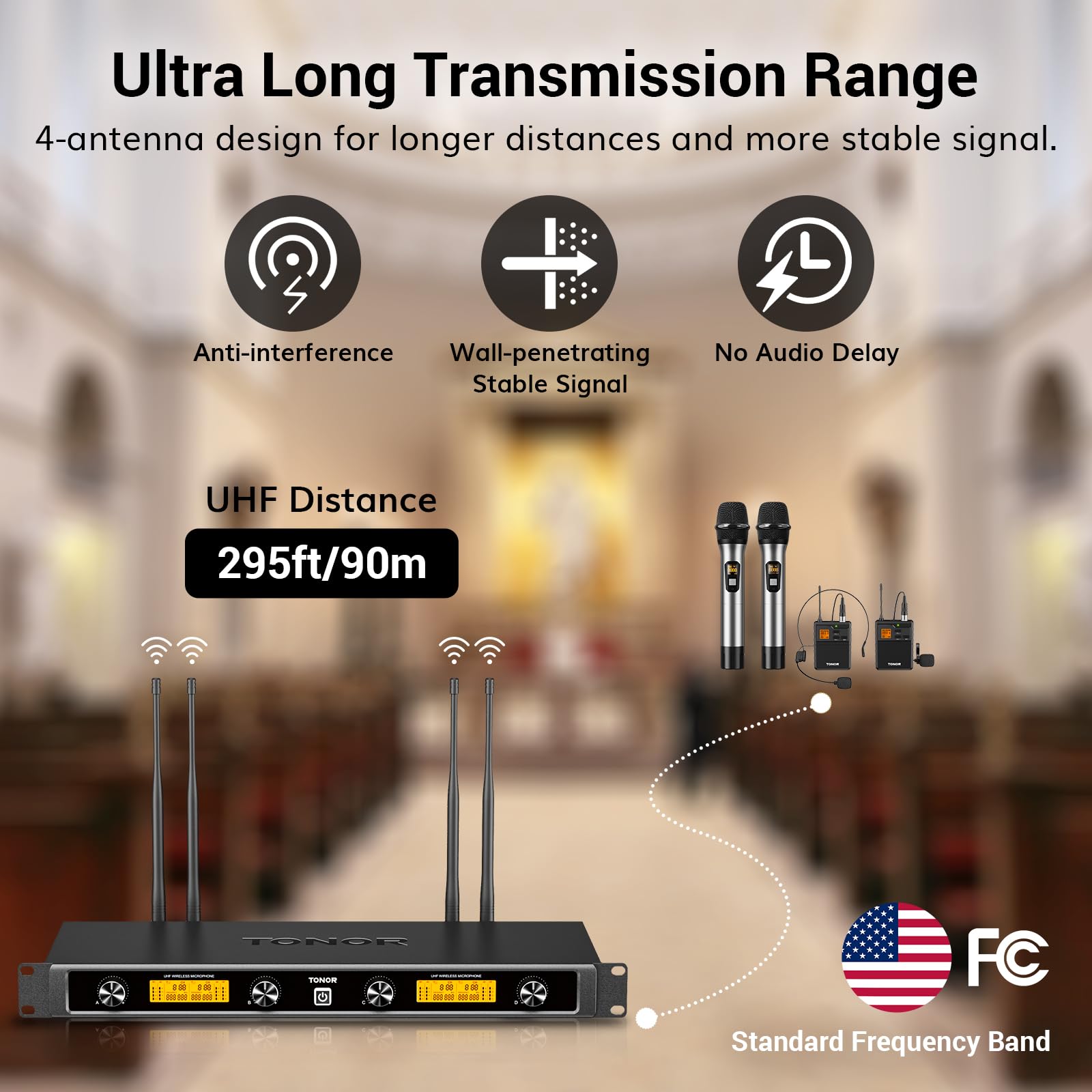 Foto 3 | Sistema De Micrófono Inalámbrico Tonor Uhf Con 2 Micrófonos De Mano - Venta Internacional.
