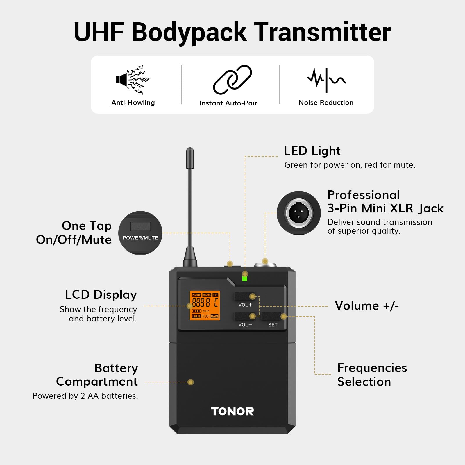 Foto 7 pulgar | Sistema De Micrófono Inalámbrico Tonor Uhf Con 2 Micrófonos De Mano - Venta Internacional.