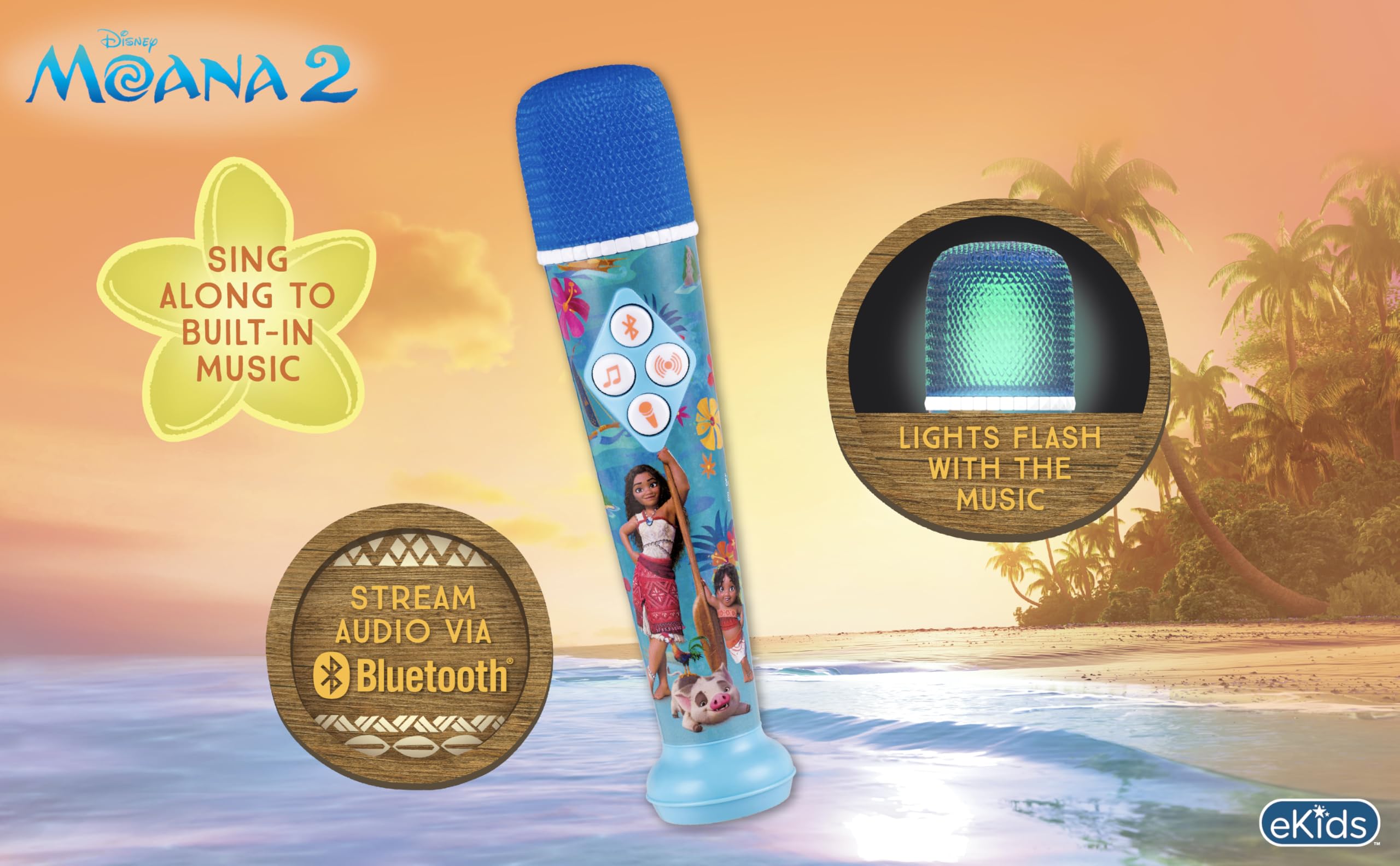 Foto 3 pulgar | Micrófono De Karaoke Ekids Moana 2 Bluetooth Con Música Y Luz - Venta Internacional.