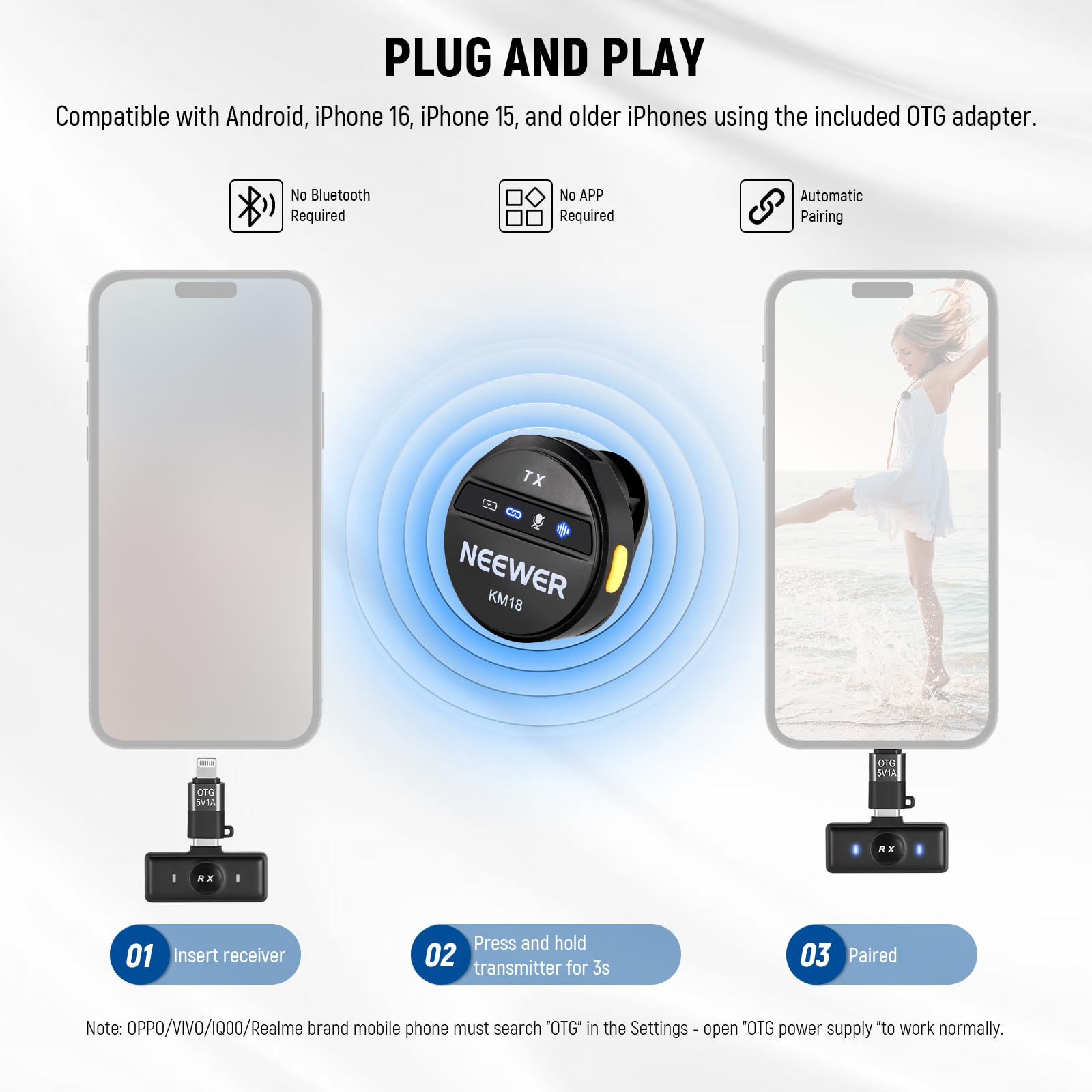 Foto 5 pulgar | Micrófono Lavalier Inalámbrico Neewer M18 Usb-c Con Funda 24h - Venta Internacional.