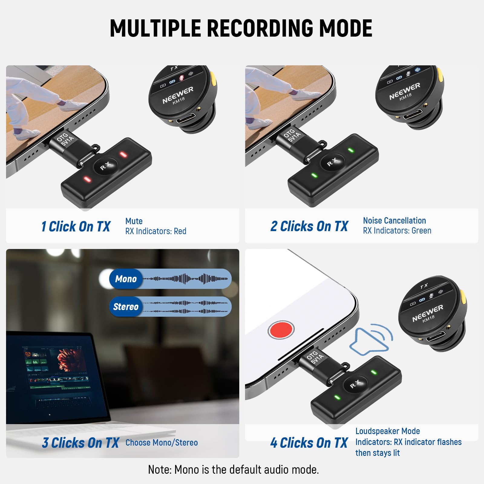 Foto 7 pulgar | Micrófono Lavalier Inalámbrico Neewer M18 Usb-c Con Funda 24h - Venta Internacional.