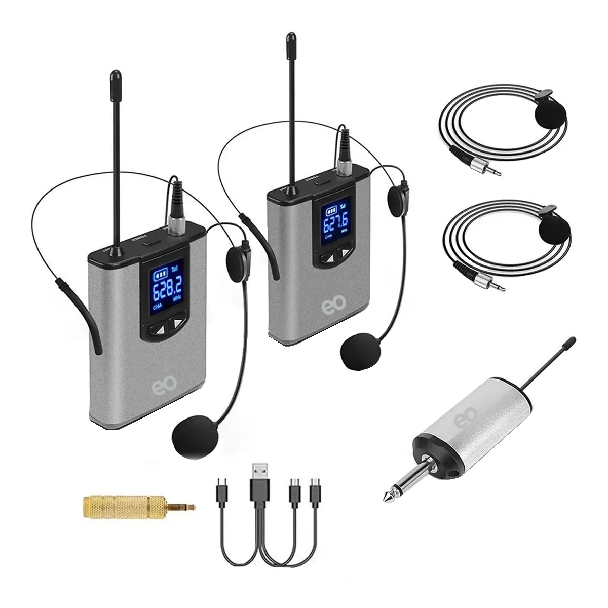Foto 1 | Language Micrófono Inalámbrico De Solapa Uhf 2 Con Audífonos Eo Safe Imports Esi-2966-1 Gris